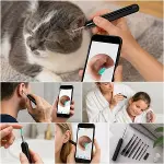 Siyah Kablosuz HD Görüntülü Kulak Temizleme Kamerası, LED Işıklı Type-C Şarjlı iOS ve Android Uyumlu Kulak Temizleme Seti (4745)-3