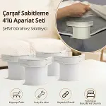 4&amp;apos;lü Çarşaf Sabitleyici Kaydırmaz Aparat, Dört Köşeden Kilitleyen Şeffaf Akıllı Çarşaf Tutucu Sistem (4745)-1