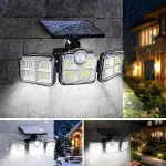 3&amp;apos;lü 122 LEDLİ Güneş Enerjili Hareket Sensörlü Aydınlatma, Dış Mekan Duvar ve Bahçe Lambası Solar LED (4745)-3