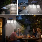 3&amp;apos;lü 122 LEDLİ Güneş Enerjili Hareket Sensörlü Aydınlatma, Dış Mekan Duvar ve Bahçe Lambası Solar LED (4745)-4