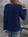Kadın Uzun Kollu V Yakalı Waffle Bluz-4