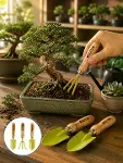 Saksı Bitkileri İçin Bahçe El Aleti Seti Ergonok Ahşap Saplı-3
