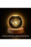 Ahşap Standlı LED Kristal Küre Lazer İşlemeli Dekoratif Obje-1