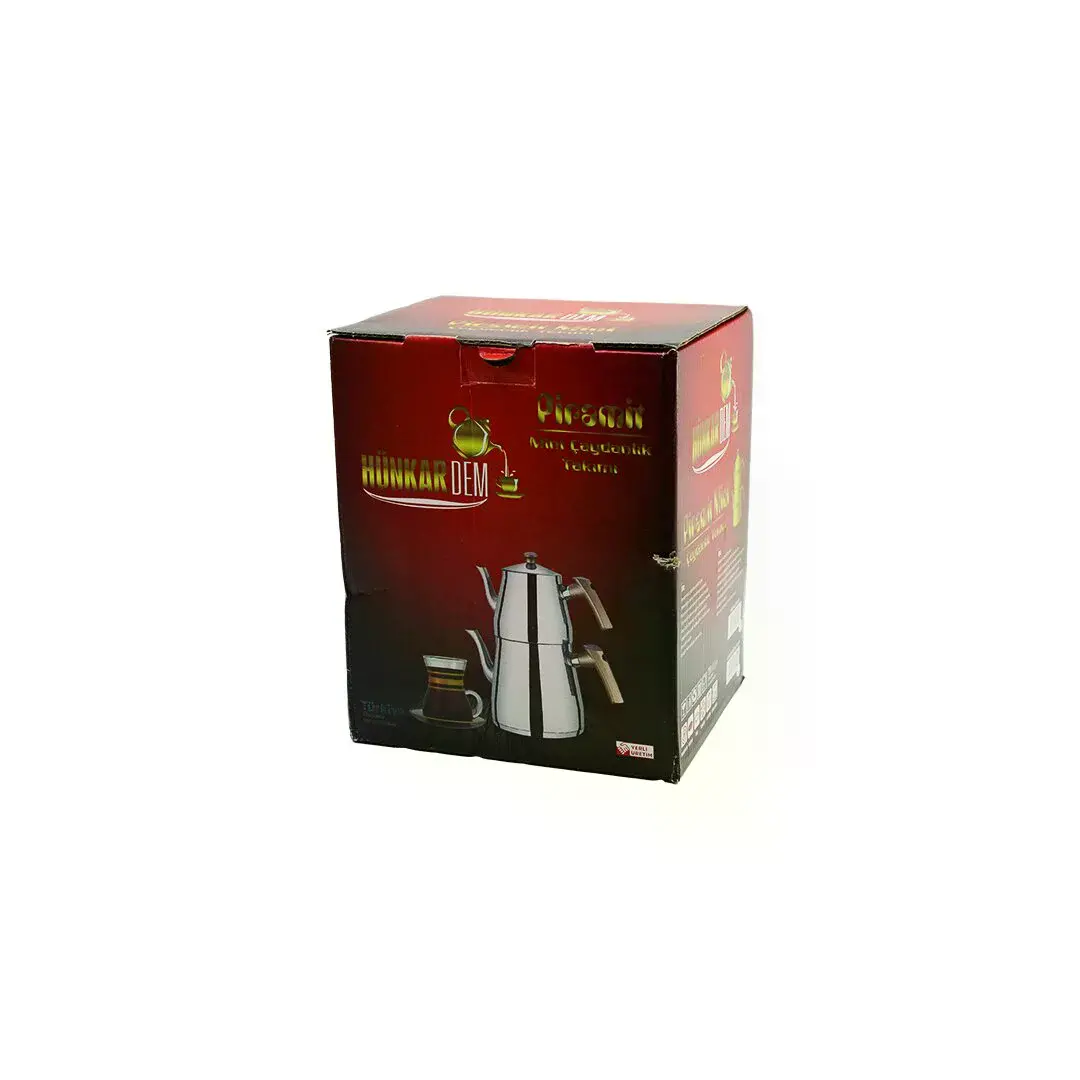 Prat Mini Boy Çelik Çaydanlık Seti - Takımı Renkli Bakalit Kulp Üst Demlik: 0.9LT - Alt Suluk: 1.5LT