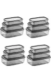 Oval 12 Parça Hava Almaz Sızdırmaz Saklama Kabı Seti Füme 4x(300/500/800 ml)-2