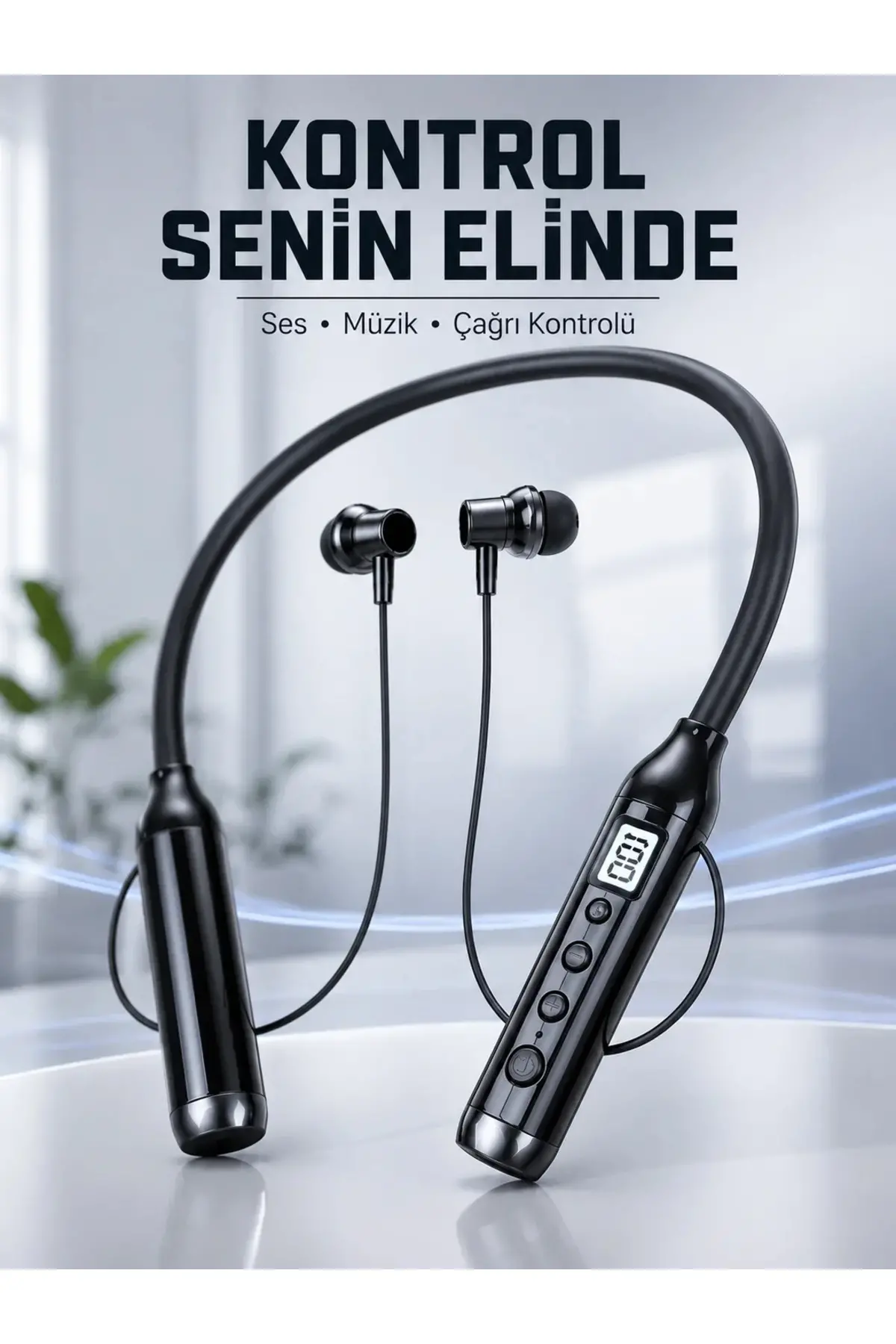 Uzun Kullanım Süreli Bluetooth Kulaklık Boyun Bantlı krofonlu 600 Saat Müzik Süreli Ses ve Çağrı Kon