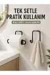Banyo ve Mutfak İçin Yapışkanlı Havlu Askılığı ve Rulo Kağıt Tutucu Set-1