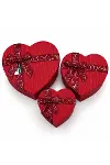 3PCS Kalp Çizgili Mix Renkli - Kabartma Desen Karton Hediye Kutusu Kurdelalı 22X20-19X17-16X14CM-4