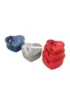 3PCS Kalp Çizgili Mix Renkli - Kabartma Desen Karton Hediye Kutusu Kurdelalı 22X20-19X17-16X14CM-1