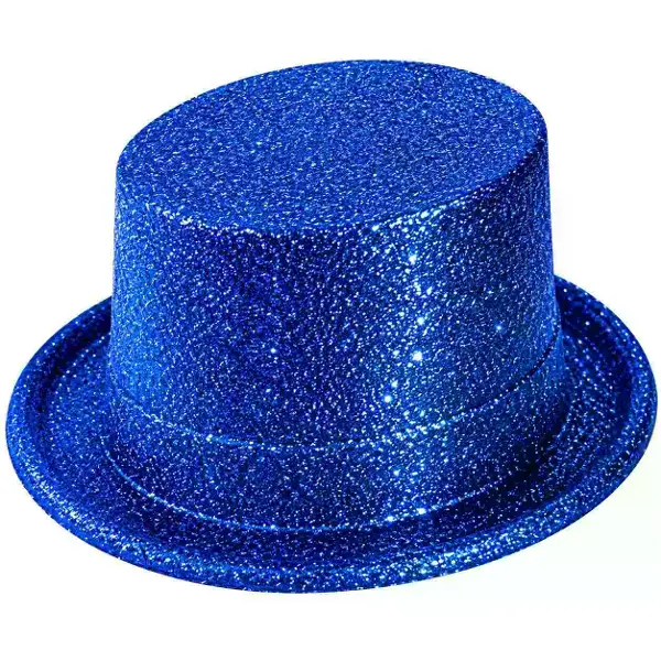 Mavi Simli Glitter Silindir Parti Şapkası