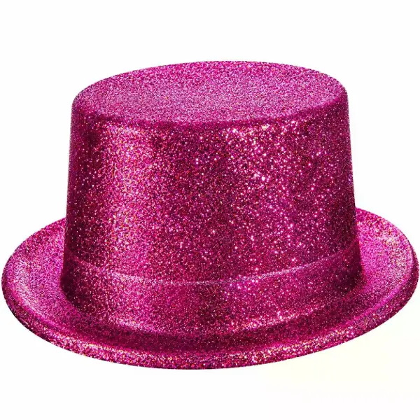Fuşya Simli Glitter Silindir Parti Şapkası