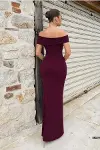 Kadın Straplez Taş Detaylı Yırtmaçlı Abiye Elbise-3