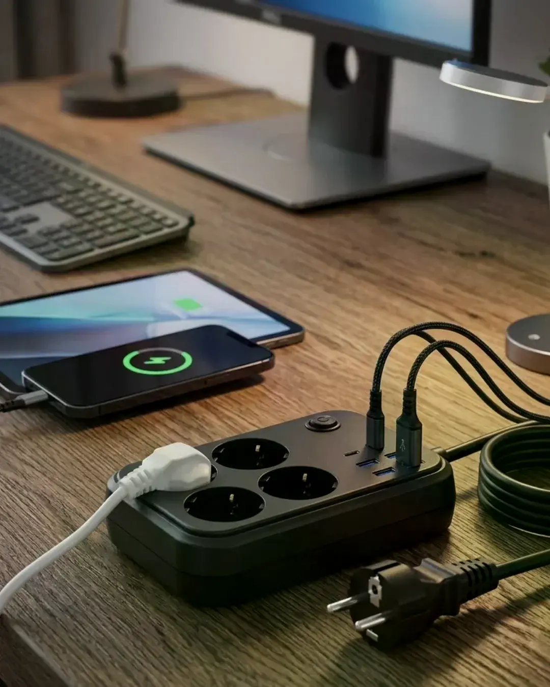 Çoklu Priz ve USB Şarj Ünitesi 4 Soket 2 Type C Güvenli Enerji Yöneti