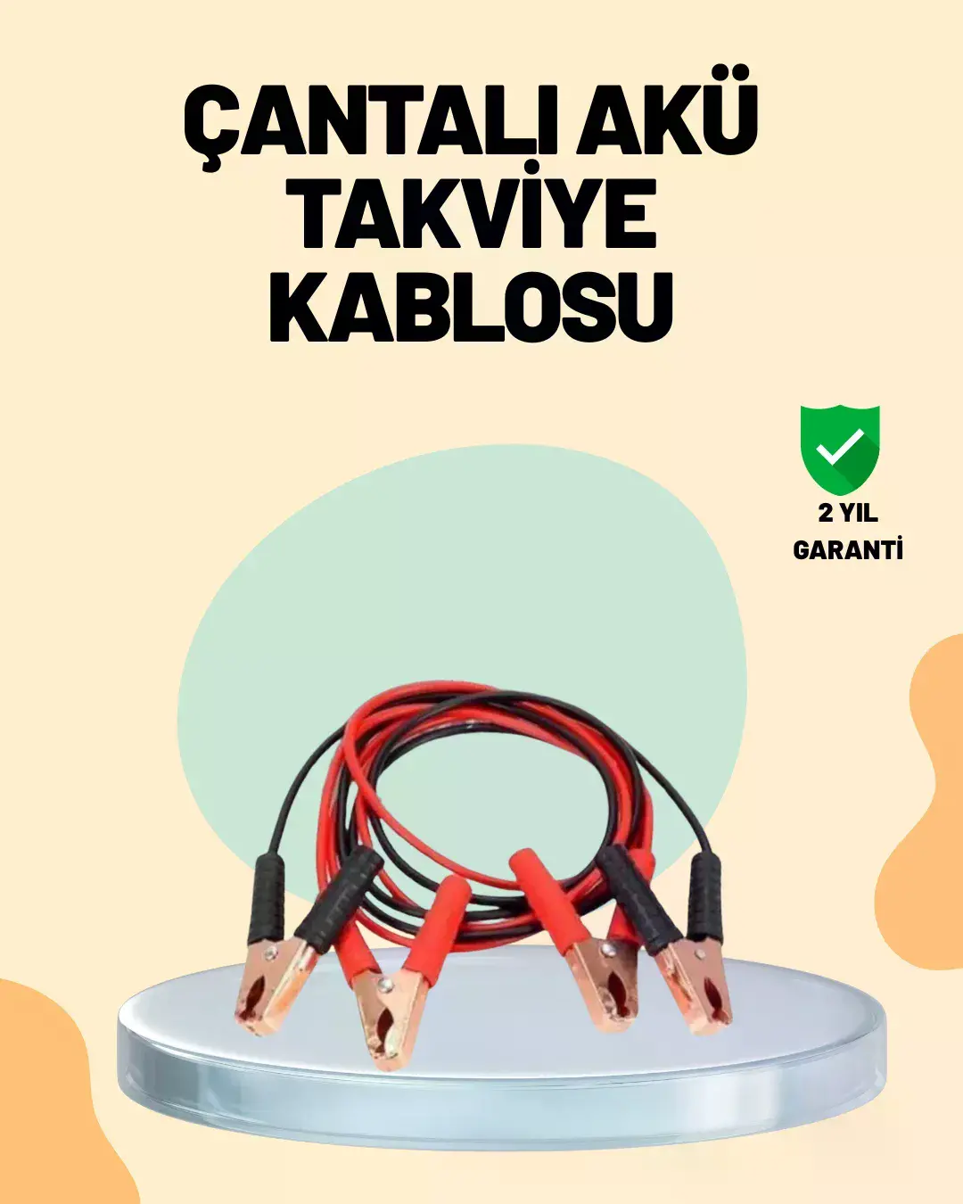 1200 Amper Jumper Kablo 2 Metre Bakır Uçlu Araç Takviye Seti