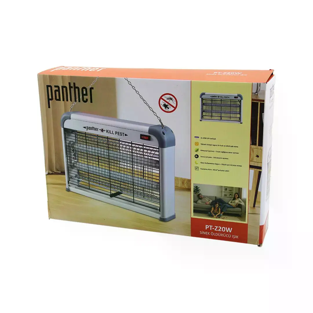 Dikdörtgen Model Sinek Öldürücü Cız Makine 2X10W Masa Üstü - Askı Halkalı ETKİ=40M 226X38X7CM V