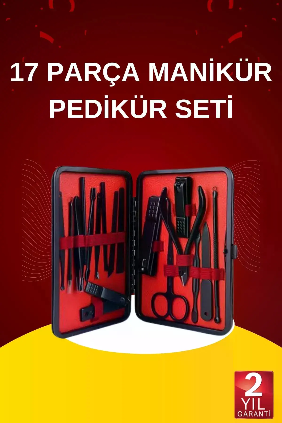 17 Parça El Ayak Bakım Seti Tırnak Tezleme Manikür Pedikür Cımbız Törpü Tırnak Makası