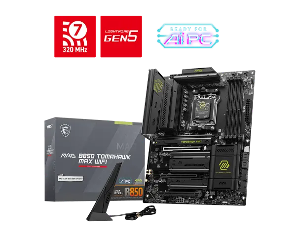 MB MAG B850 TOMAHAWK WIFI AM5 DDR5 8200MHZ(OC) HDMI 3x M.2 USB 20Gbs 5G LAN WI-FI 7 ATX