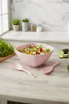 3,5 Lt Soft Pembe Akrilik Kare Salata ve Servis Kasesi Seti – 3 Parça-2