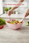 3,5 Lt Soft Pembe Akrilik Kare Salata ve Servis Kasesi Seti – 3 Parça-1