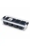 35X7CM Şeffaf Kutu - Siyah Bölme Dikdörtgen Bölmeli Saklama Kab-1