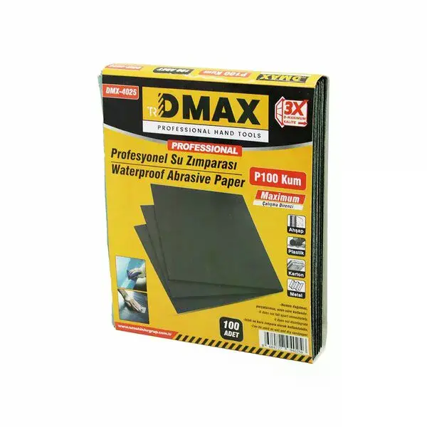 100 Adet P100 Kum - Kağıt - Su Zımparası -230X280MM - Kullanım= Metal - Ahşap - Plastik - Karton