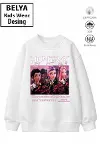 Trend Çocuk Kız Model Tam Kalıp Oversize Hun Tasarım 2 İplik Pamuğa Pamuk Kumaş Sweatshirt 68-1