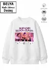 Trend Çocuk Kız Model Tam Kalıp Oversize Hun Tasarım 2 İplik Pamuğa Pamuk Kumaş Sweatshirt 65-1