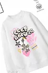 Trend Çocuk Kız Model Tam Kalıp Oversize Özgün Tasarım 2 İplik Pamuğa Pamuk Kumaş Sweatshirt 70-2