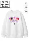 Trend Çocuk Kız Model Tam Kalıp Oversize Hun Kalp Tasarım 2 İplik Pamuğa Pamuk Kumaş Sweatshirt 60-1