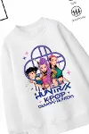 Trend Çocuk Kız Model Tam Kalıp Oversize Hun Tasarım 2 İplik Pamuğa Pamuk Kumaş Sweatshirt 64-2