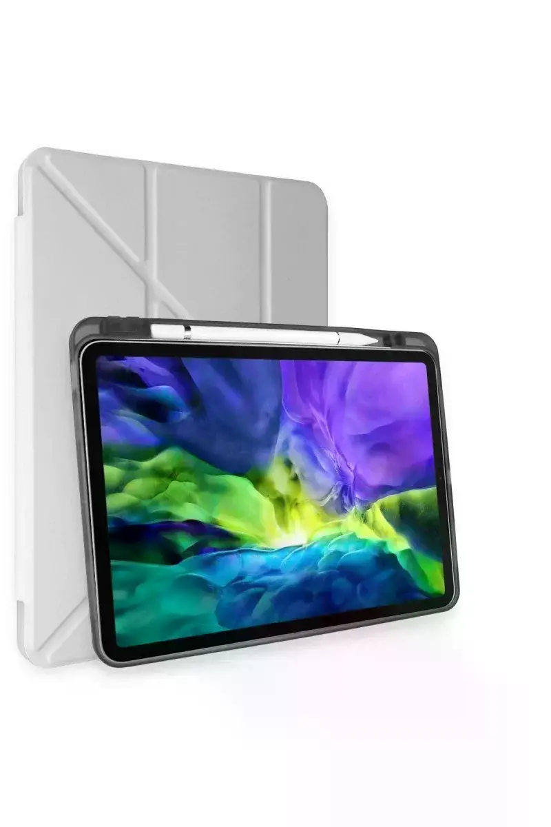 Samsung Galaxy Tab A9 Plus Kılıf Kalemlikli Mars Tablet Kılıfı - Gri