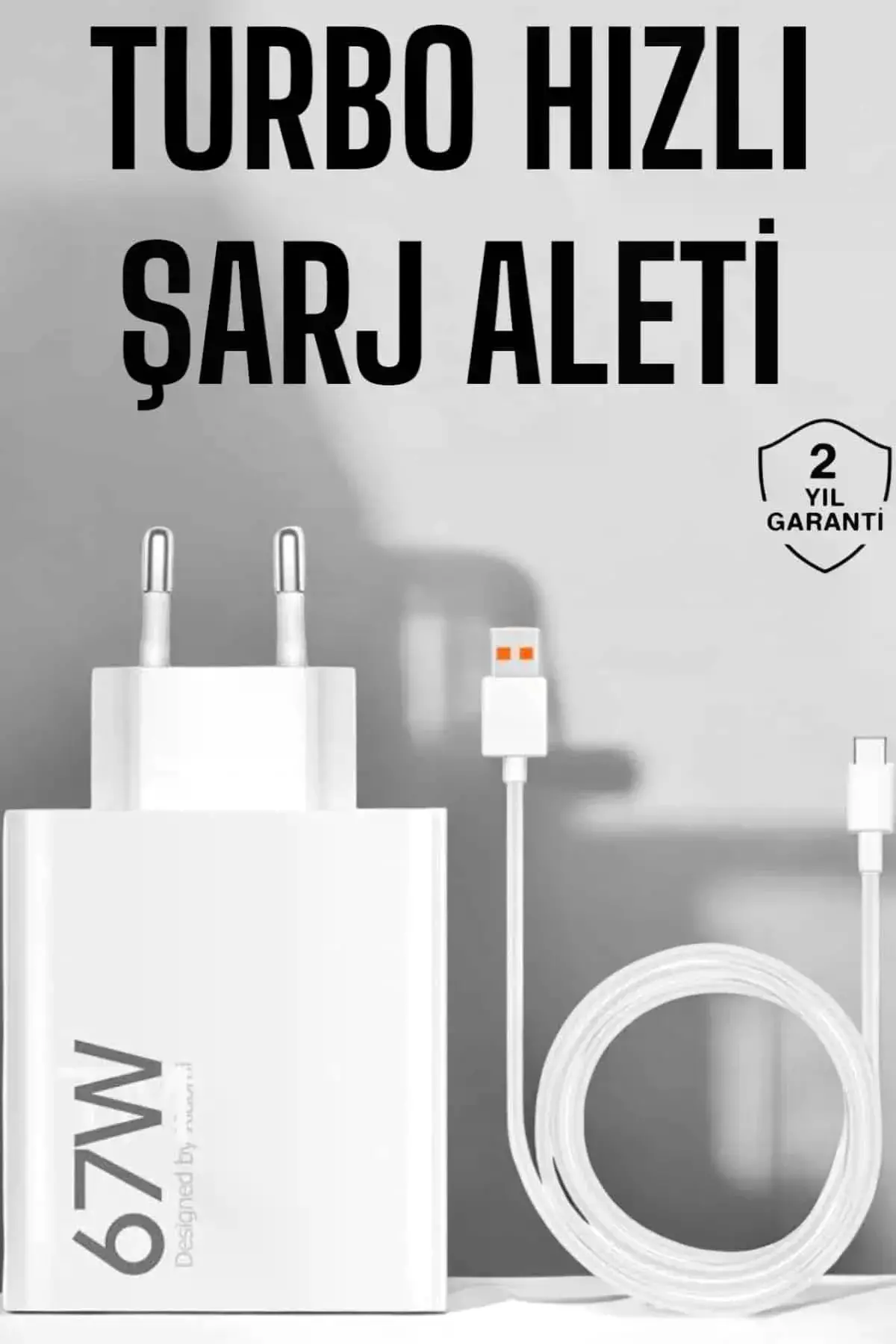 Şarj Aleti 67W Hızlı Şarj Turbo Type-C Uyumlu Şarj Adaptörü Kablosu