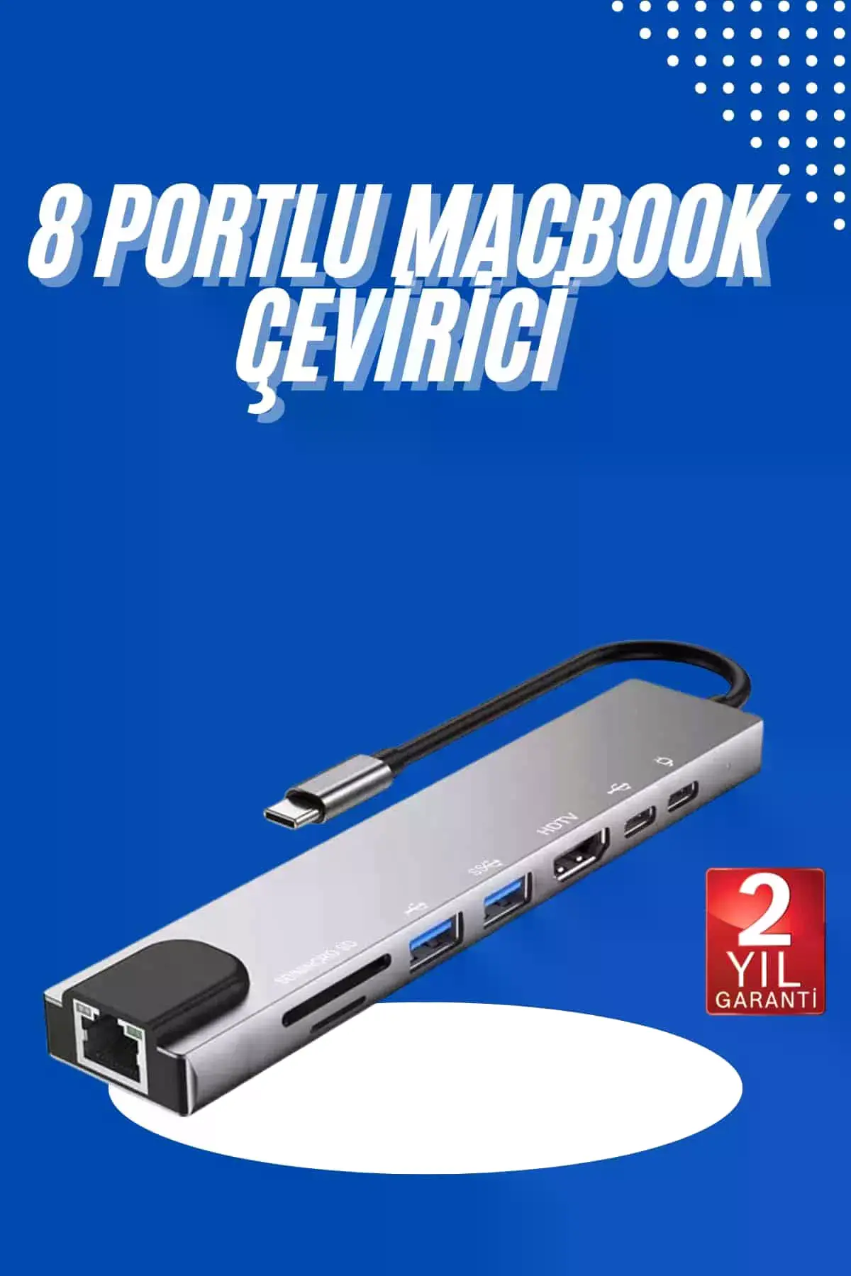 Usb Type-c Hub Dönüştürücü Çevirici Çoklayıcı Macbook Çevirici 8 Portlu