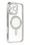 Apple iPhone 16 Pro Kılıf Joke Simli Magneticsafe Kılıf - Gümüş-3