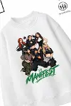 Trend Çocuk Kız Model Tam Kalıp Oversize Manifest Tasarım 2 İplik Pamuğa Pamuk Kumaş Sweatshirt 80-2