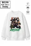 Trend Çocuk Kız Model Tam Kalıp Oversize Manifest Tasarım 2 İplik Pamuğa Pamuk Kumaş Sweatshirt 80-1