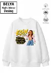 Trend Çocuk Kız Model Tam Kalıp Oversize Manifest Esin Tasarım 2 İplik Pamuğa Pamuk Kumaş Sweatshirt-1