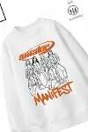 Trend Çocuk Kız Model Tam Kalıp Oversize Manifest Tasarım 2 İplik Pamuğa Pamuk Kumaş Sweatshirt 71-2