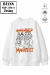 Trend Çocuk Kız Model Tam Kalıp Oversize Manifest Tasarım 2 İplik Pamuğa Pamuk Kumaş Sweatshirt 71-1