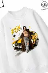 Trend Çocuk Kız Model Tam Kalıp Oversize Manifest Esin Tasarım 2 İplik Pamuğa Pamuk Kumaş Sweatshirt-2
