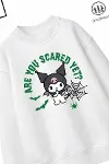 Trend Çocuk Kız Model Tam Kalıp Oversize Krm Tasarım 2 İplik Pamuğa Pamuk Kumaş Sweatshirt 90-2