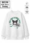 Trend Çocuk Kız Model Tam Kalıp Oversize Krm Tasarım 2 İplik Pamuğa Pamuk Kumaş Sweatshirt 90-1