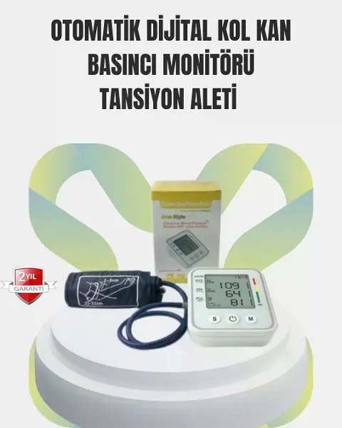 2 Kullanıcı Hafızalı USB Uyumlu Tansiyon Ölçer