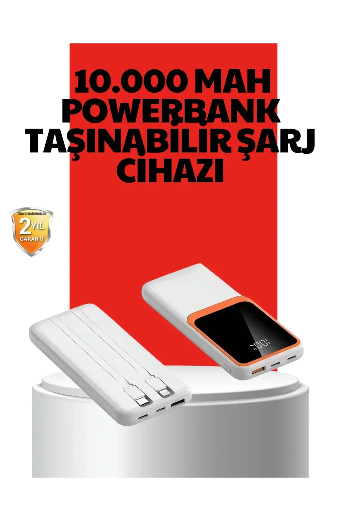 10000 mAh Taşınabilir Powerbank Çift Çıkışlı Type-C ve Lightning Uyumlu