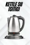 Kettle Su Isıtıcı C F Priz Uyumlu 220 - 240 V Paslanmaz Çelik Kablolu-2