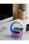 Kablosuz Şarjlı Bluetooth Hoparlör RGB Işık Gece Lambası Dijital Saat-1