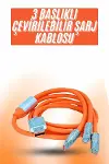 Çoklu Şarj Kablosu USB Type-C İOS Uyumlu 120W Hızlı Şarj Kablosu-2