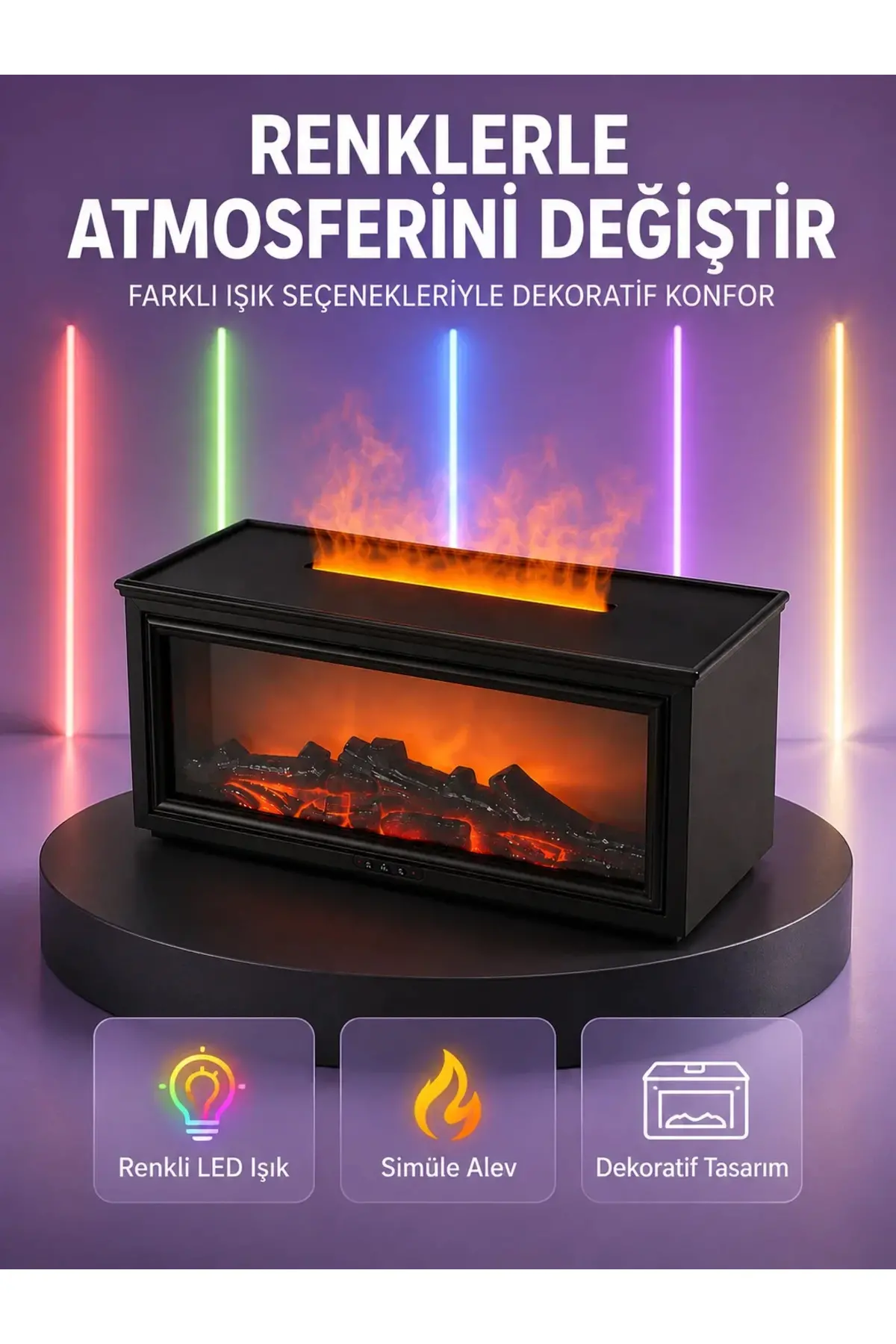 Şöne Görünümlü Hava Nemlendirici Renkli LED Işıklı Aroma Difüzörü