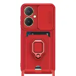 Vivo Y27 Kılıf Zuma Kartvizitli Yüzüklü Silikon - Kırmızı-3