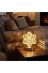 Çiçek Model Kristal LED Masa Lambası – Dokunmatik, 3 Renk Işık Modlu, Şarjlı Mini Dekoratif Gece Lam-4